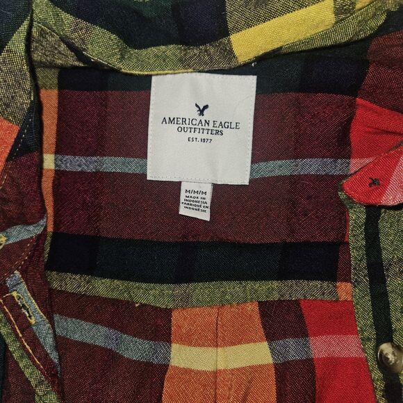 Womens American Eagle Outfitters Boyfriend Fit Plaid Button Down Shirt Size Med - Picture 3 of 7